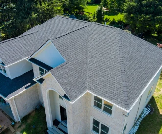 Close-up of newly installed architectural shingles
