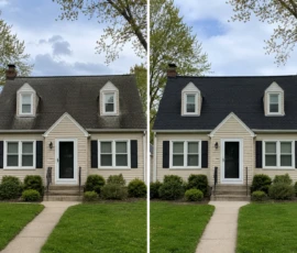 New shingle roof installed on a Belmont, MI home by Grand Rapids Roofers, before and after comparison