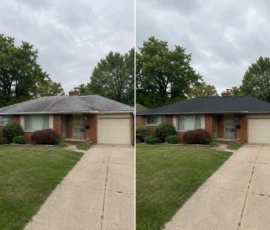 Before and after photos of a residential roof replacement in Wayland, MI by Grand Rapids Roofers